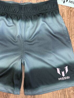 Lionel Messi Youth Soccer Shorts Size Medium NWT Black Gray Athletic